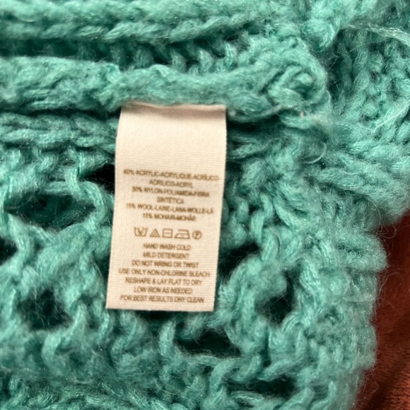 Free People Open Knit Mint Green Long Sleeve Sweater Size Medium - Picture 9 of 12
